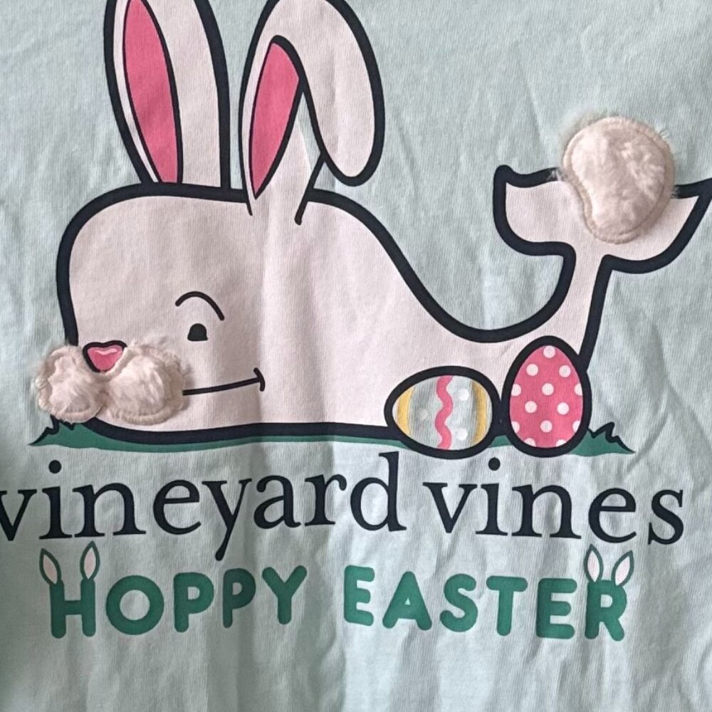 Kids Vineyard Vines pastel blue Hoppy Easter long-sleeve t-shirt Size M NWOT - Picture 4 of 6